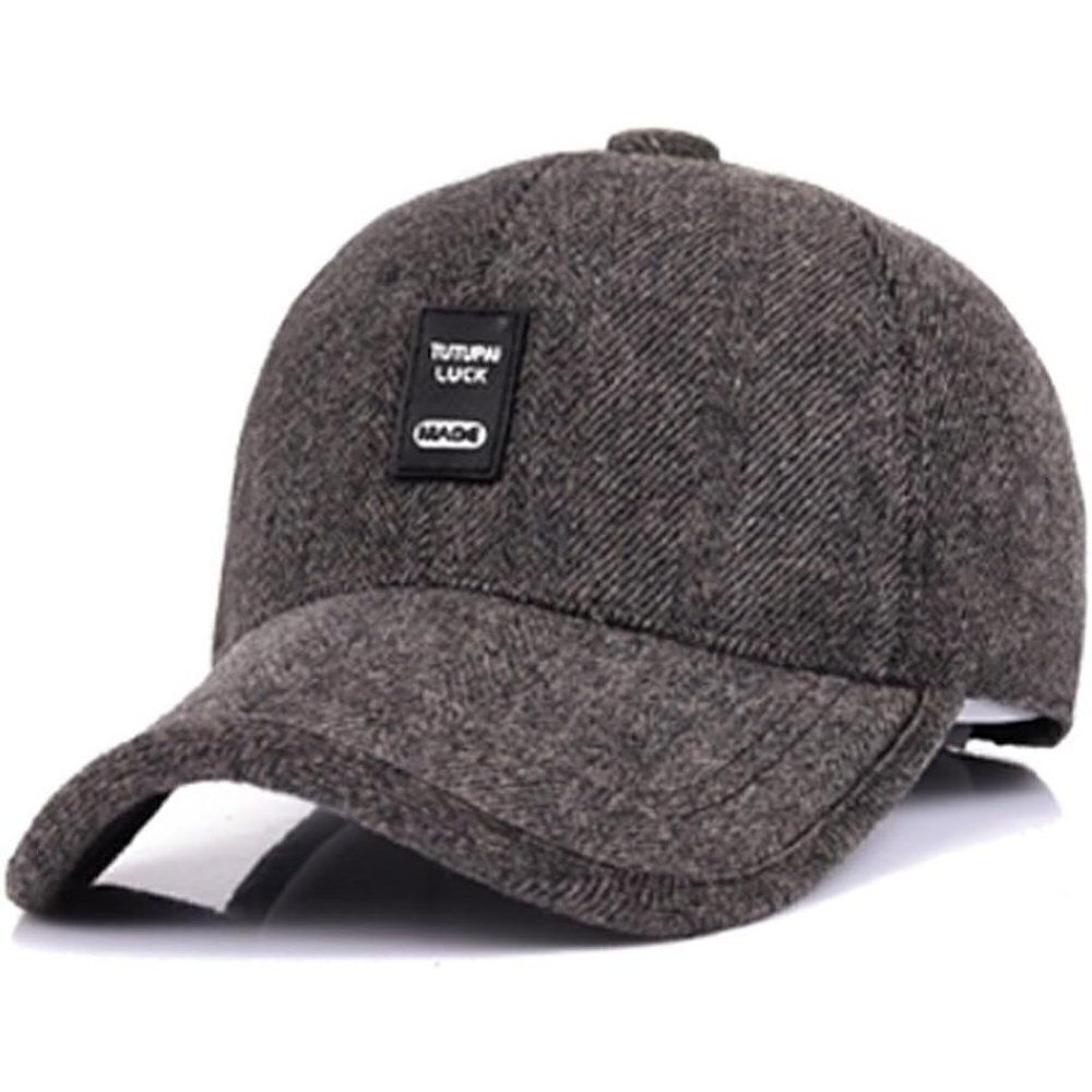 Men's  Winter Warm Wool Tweed Peaked Baseball Cap Hat Fold Earmuffs Warmer
